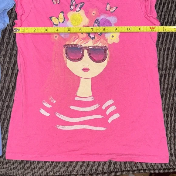 2 Shirts! Cat & Jack Blue shirt 6x size and Sonoma Pink Graphic Tee 7. - Picture 9 of 11